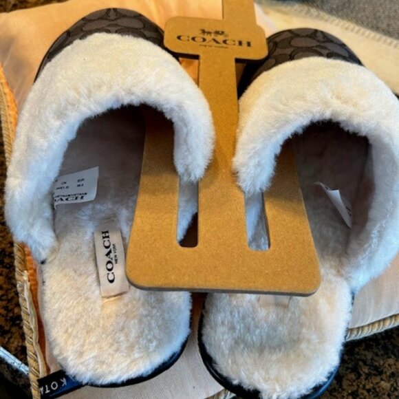 Coach Smoke/Coal/Black Zena Slipper In Signature Jacquard - Picture 6 of 8